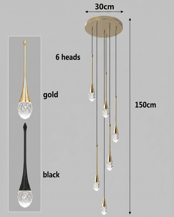 Zynella Cascade:Grand Crystal Staircase & Foyer Chandelier