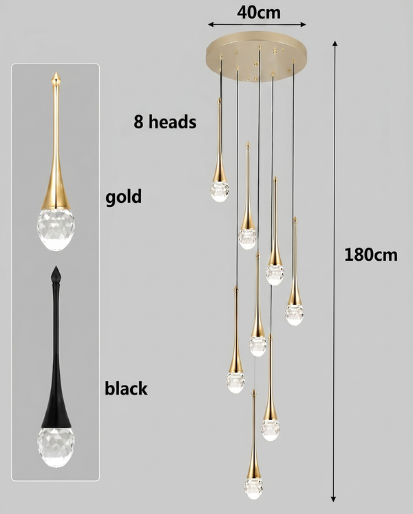 Zynella Cascade:Grand Crystal Staircase & Foyer Chandelier