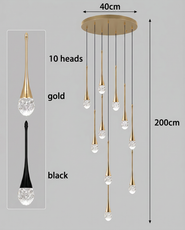 Zynella Cascade:Grand Crystal Staircase & Foyer Chandelier