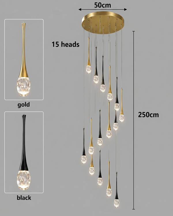 Zynella Cascade:Grand Crystal Staircase & Foyer Chandelier
