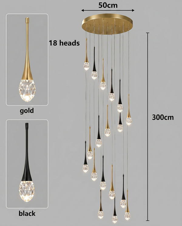 Zynella Cascade:Grand Crystal Staircase & Foyer Chandelier