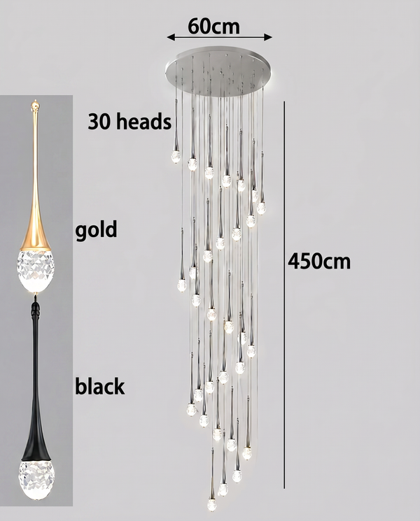 Zynella Cascade:Grand Crystal Staircase & Foyer Chandelier