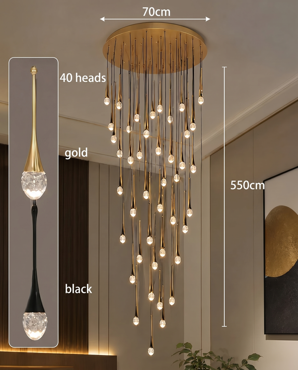 Zynella Cascade:Grand Crystal Staircase & Foyer Chandelier