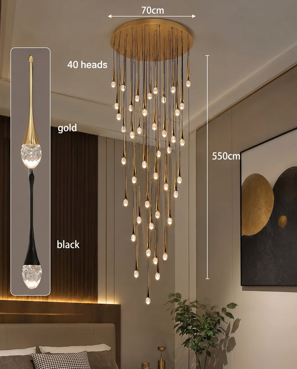 Zynella Cascade:Grand Crystal Staircase & Foyer Chandelier