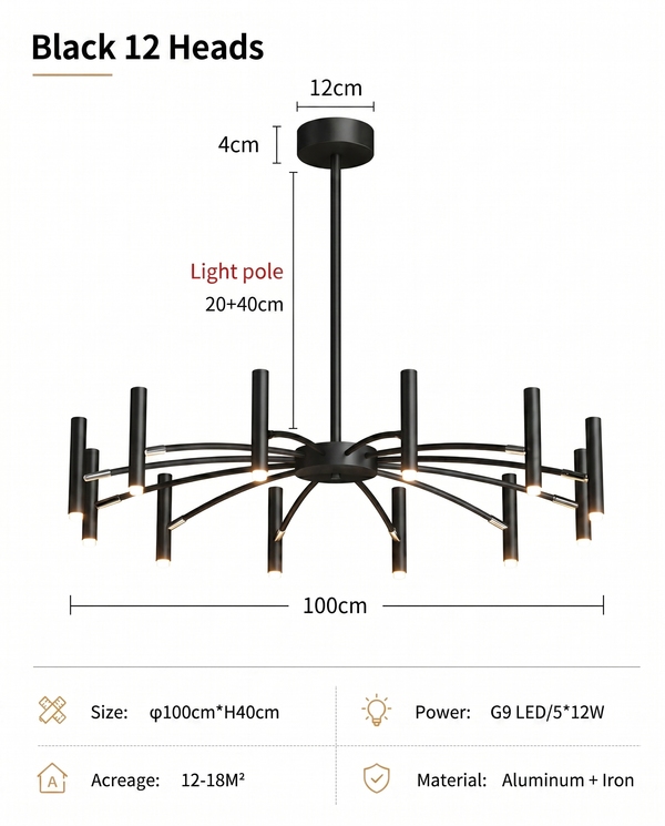 Zynella "Astra" Nordic Luxury Pendant: Adjustable Designer Chandelier