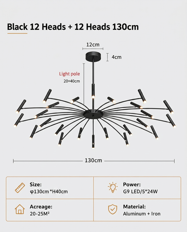 Zynella "Astra" Nordic Luxury Pendant: Adjustable Designer Chandelier