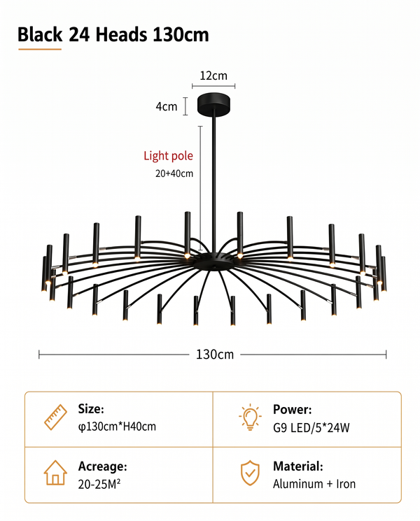 Zynella "Astra" Nordic Luxury Pendant: Adjustable Designer Chandelier