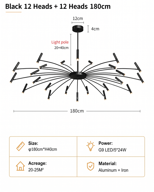 Zynella "Astra" Nordic Luxury Pendant: Adjustable Designer Chandelier