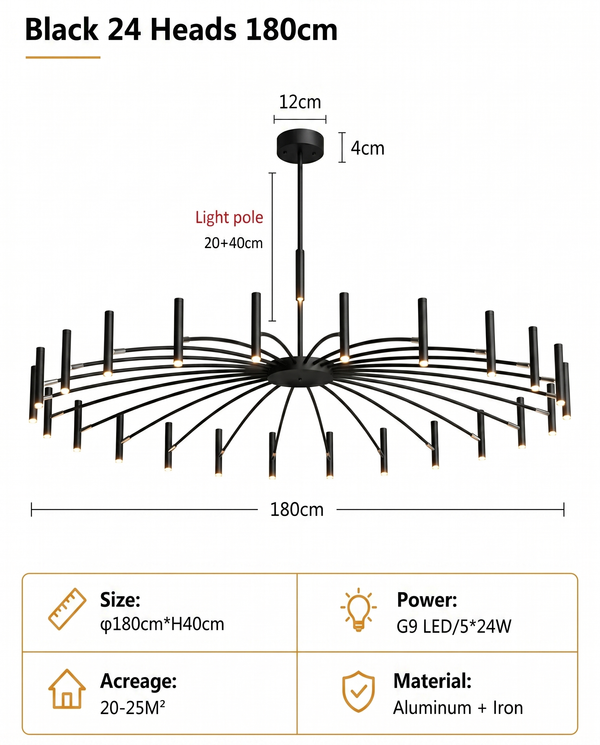Zynella "Astra" Nordic Luxury Pendant: Adjustable Designer Chandelier