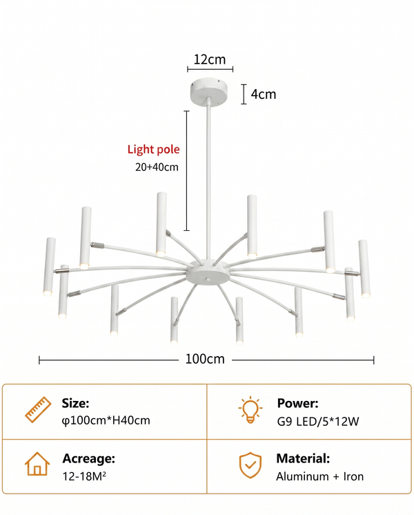 Zynella "Astra" Nordic Luxury Pendant: Adjustable Designer Chandelier