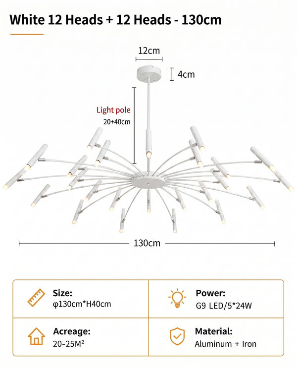 Zynella "Astra" Nordic Luxury Pendant: Adjustable Designer Chandelier