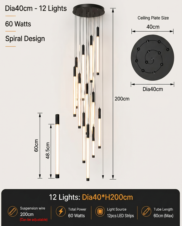 Zynella Apex: Grand Loft & Staircase LED Chandelier
