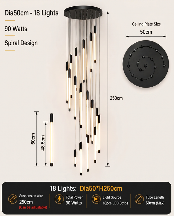 Zynella Apex: Grand Loft & Staircase LED Chandelier