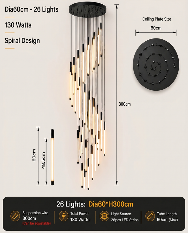 Zynella Apex: Grand Loft & Staircase LED Chandelier