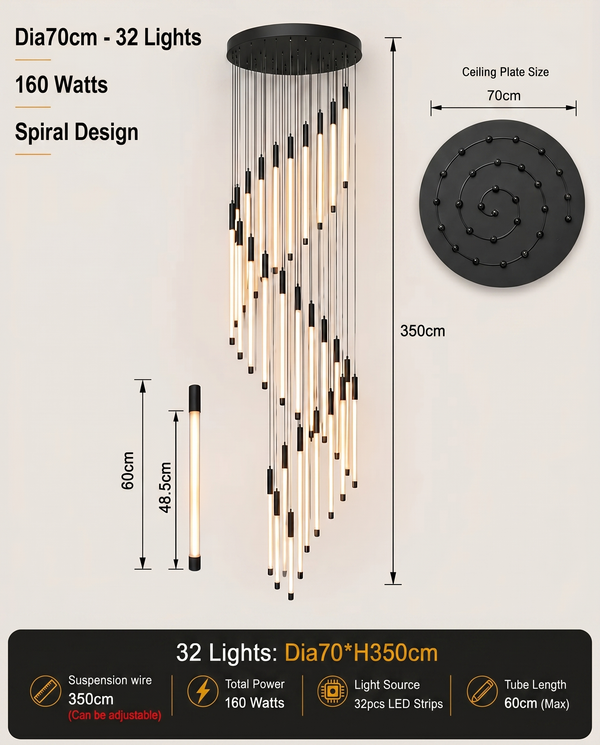 Zynella Apex: Grand Loft & Staircase LED Chandelier