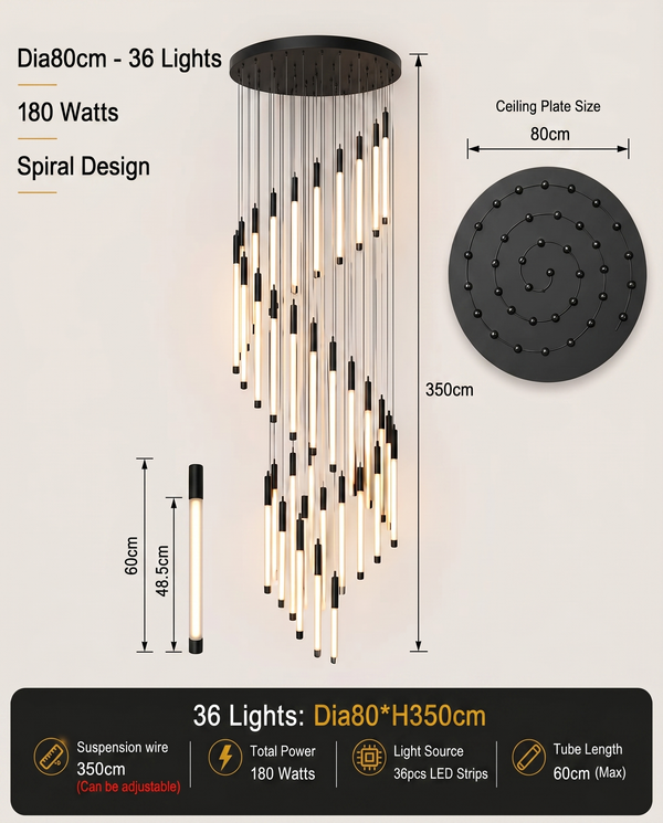 Zynella Apex: Grand Loft & Staircase LED Chandelier