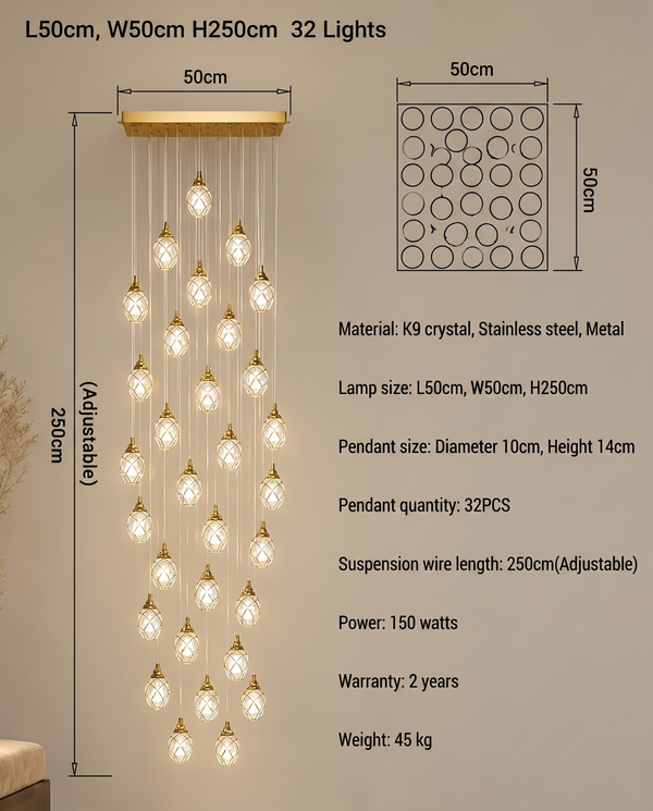 Elodie Spiral Crystal Chandelier
