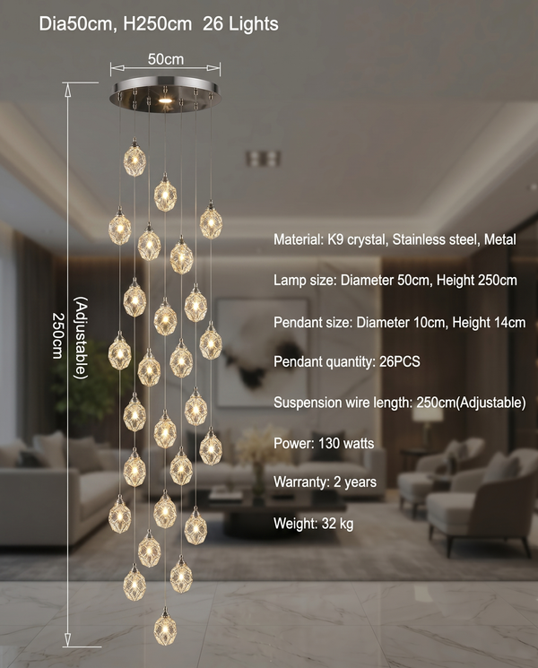 Elodie Spiral Crystal Chandelier