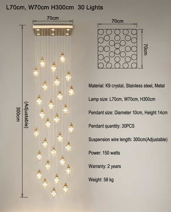 Elodie Spiral Crystal Chandelier