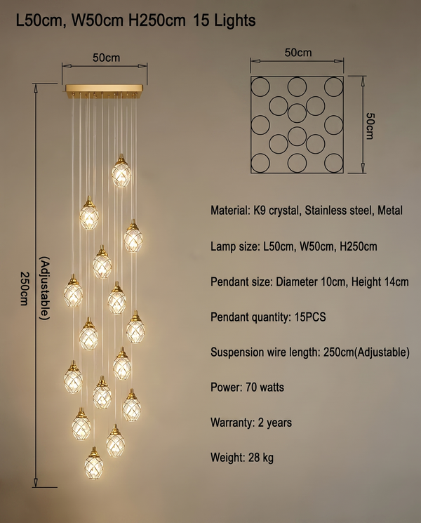 Elodie Spiral Crystal Chandelier