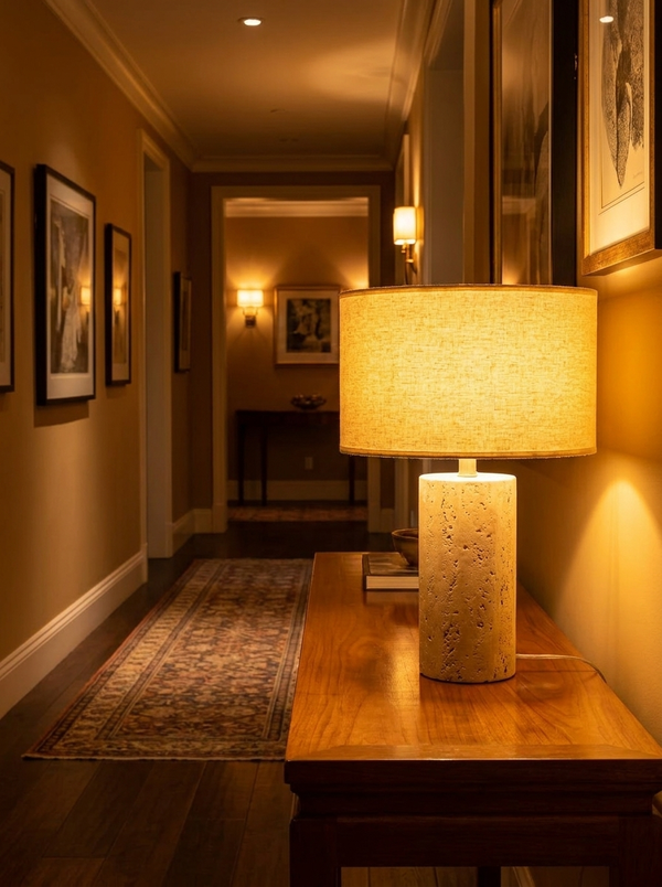 Zynella Elysian: Retro Marble & Fabric Wabi-Sabi Designer Lamp