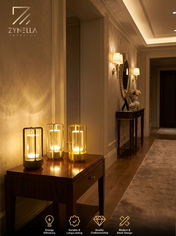 Zynella Lantern: Premium Crystal & Aluminum Alloy Cordless Lamp