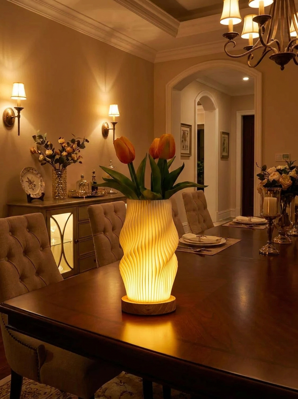 Zynella Lunar Scribe: 3D-Printed Ambient Lamp with Artisan Wood Base