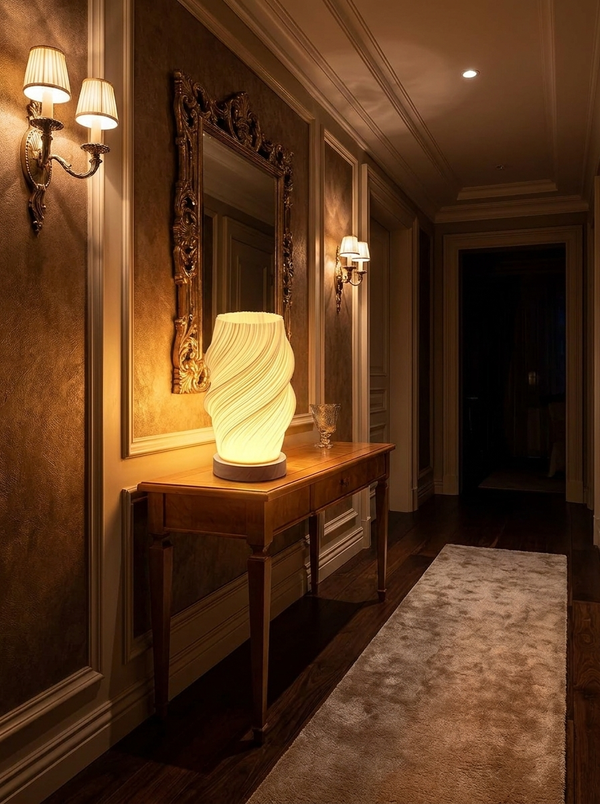 Zynella Lunar Scribe: 3D-Printed Ambient Lamp with Artisan Wood Base
