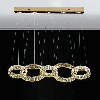 New Zynella Modern Rectangular LED Crystal Chandelier