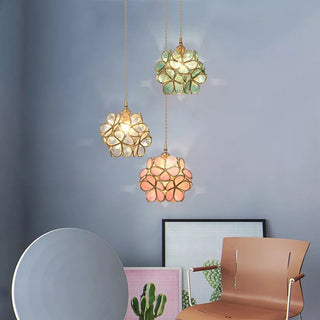 Zynella Flower Glass Pendant Modern  Minimalist Round Flush Mount