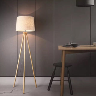 Lillian Wooden Shade Floor Lamp Modern  Sleek Linear Suspension Light