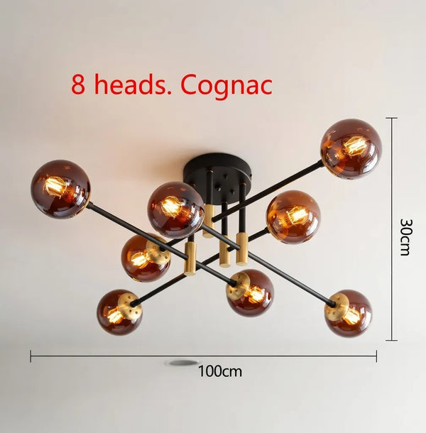 Piccadilly Modern Glass Ball Chandelier Lamp