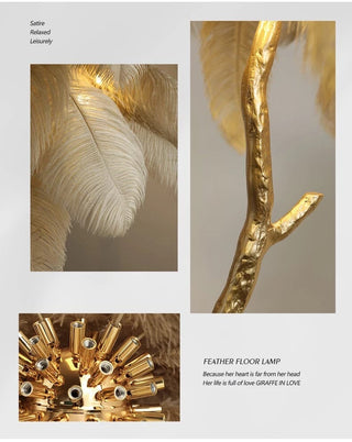 Faux Feather Floor Lamp Modern  Opulent Multi-Tier Crystal Chandelier