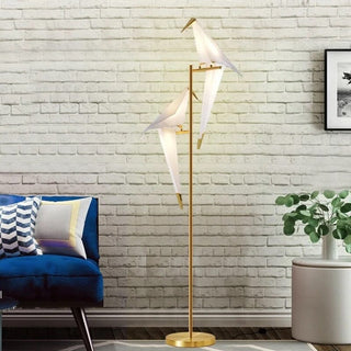 Nordic Acrylic Bird Floor Lamp Modern  Bohemian Rattan Woven Pendant