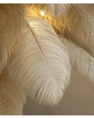 Faux Feather Floor Lamp Modern  Opulent Multi-Tier Crystal Chandelier
