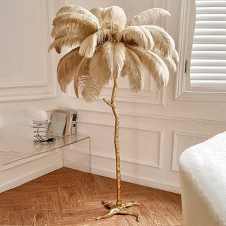 Faux Feather Floor Lamp Modern  Opulent Multi-Tier Crystal Chandelier