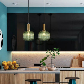 Rosalie Fluted Glass Pendants Opulent Modern Geometric Design Lamp