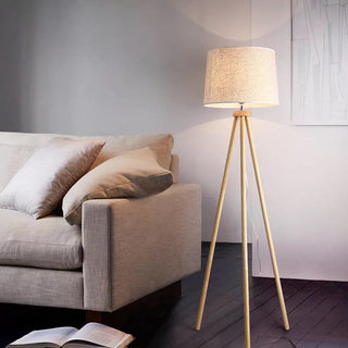 Lillian Wooden Shade Floor Lamp Modern  Sleek Linear Suspension Light
