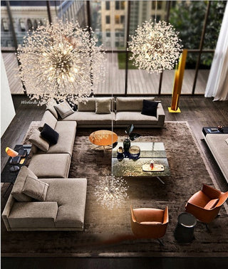 Modern Dandelion Pendant Light Modern  Opulent Multi-Tier Crystal Chandelier