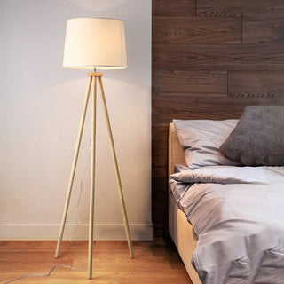 Lillian Wooden Shade Floor Lamp Modern  Sleek Linear Suspension Light