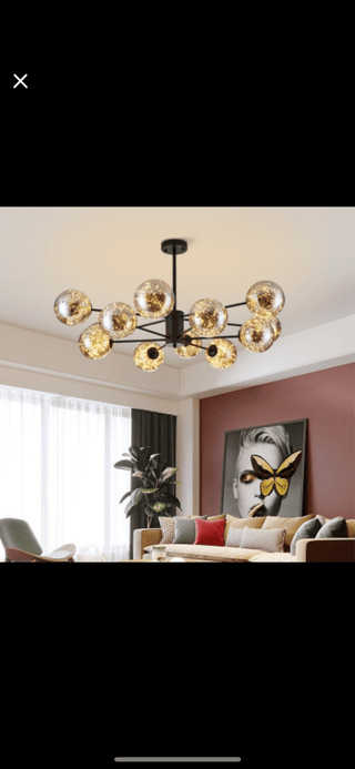 Magic Bean Glass Chandelier Modern  Vintage Brass Accent Lighting