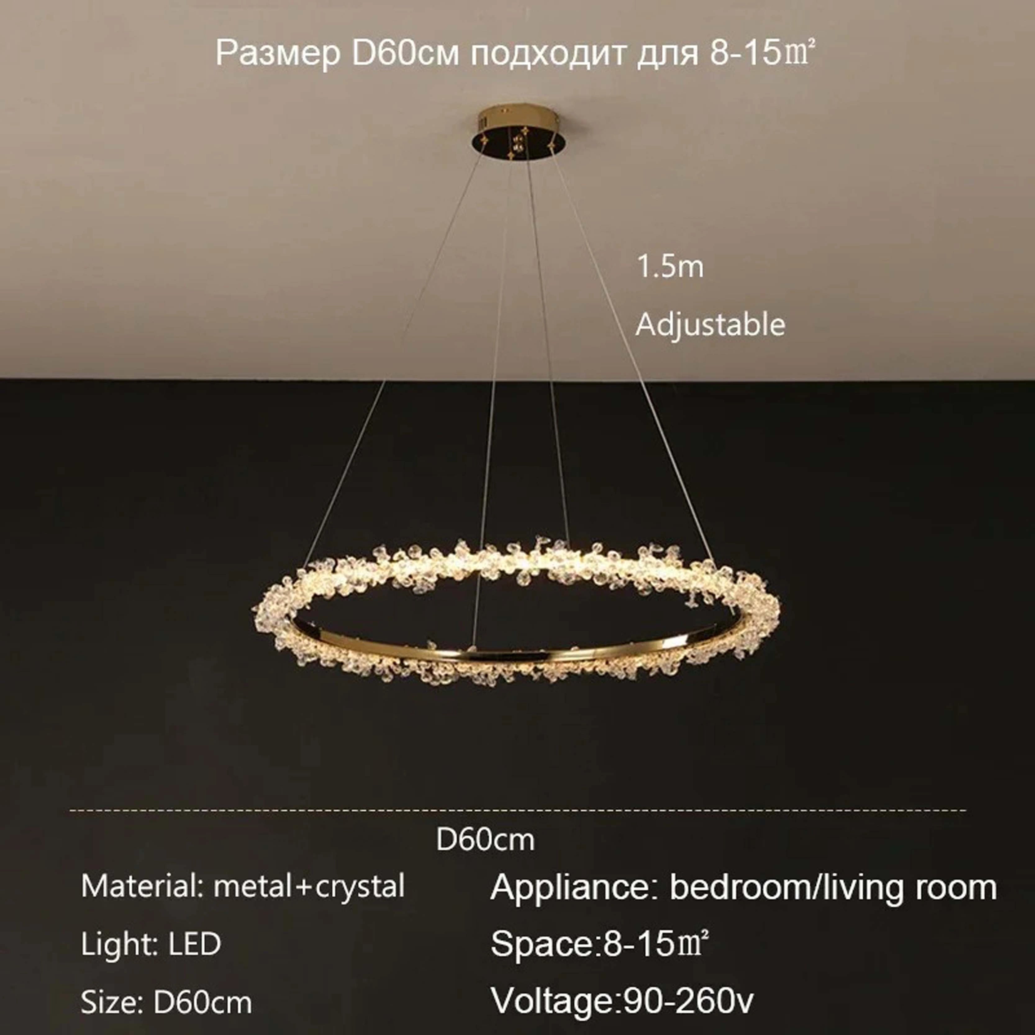 Zynella Luxury Crystal Ring Pendant Chandelier
