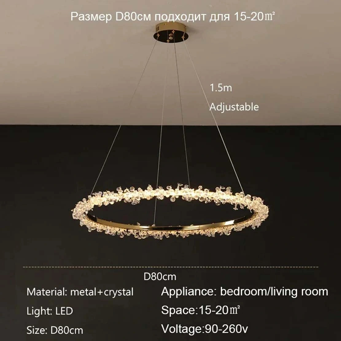 Zynella Luxury Crystal Ring Pendant Chandelier