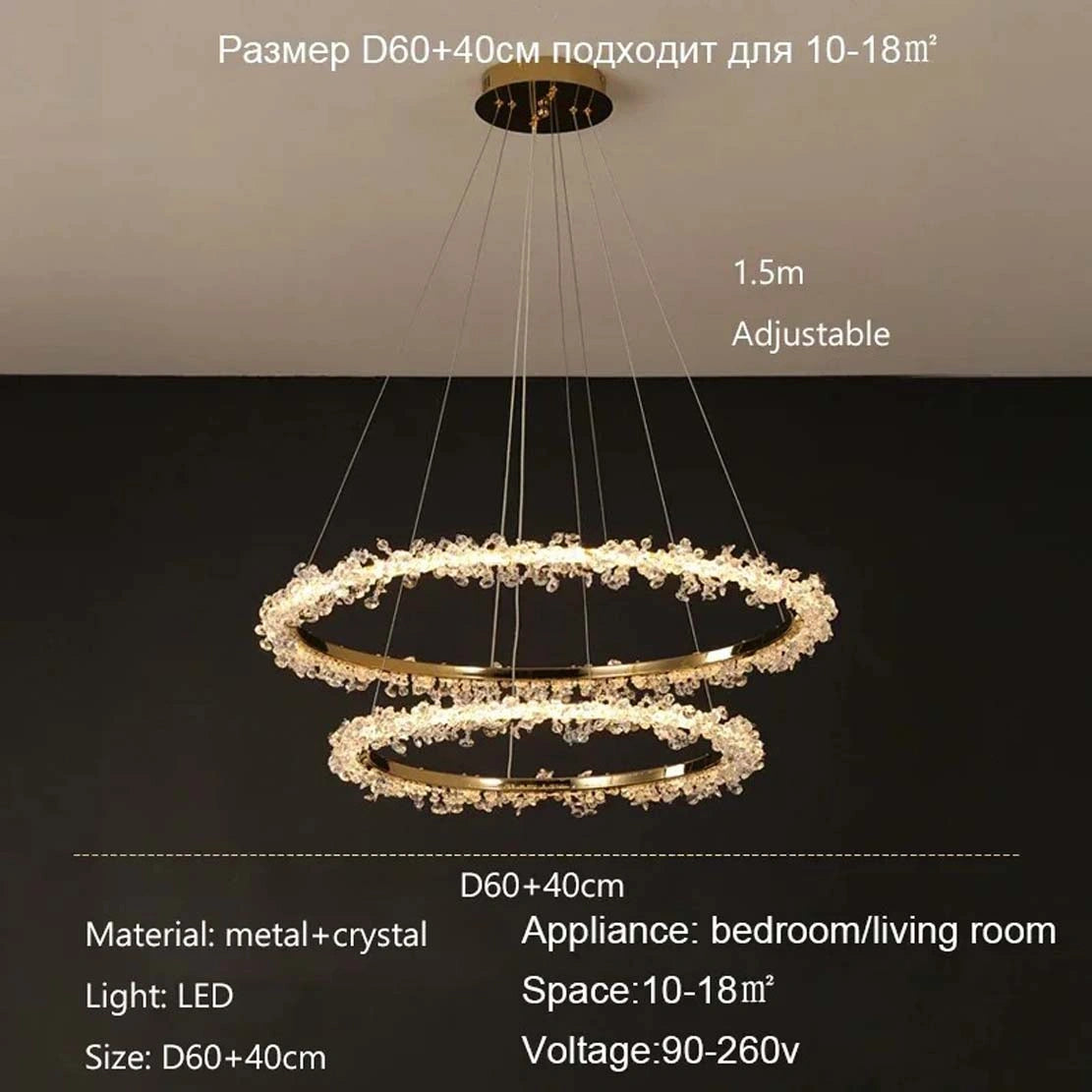 Zynella Luxury Crystal Ring Pendant Chandelier