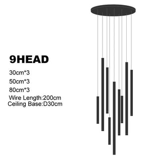 Dorset Staircase Tube Chandelier Modern  Bohemian Rattan Woven Pendant