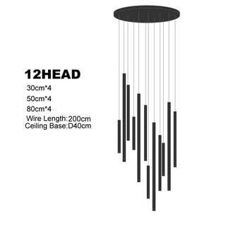 Dorset Staircase Tube Chandelier Modern  Bohemian Rattan Woven Pendant