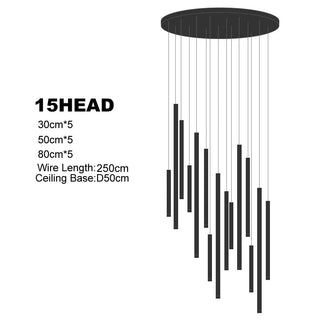 Dorset Staircase Tube Chandelier Modern  Bohemian Rattan Woven Pendant