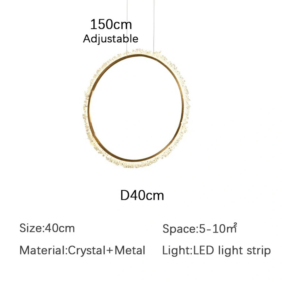 Zynella Luxury Crystal Ring Pendant Chandelier