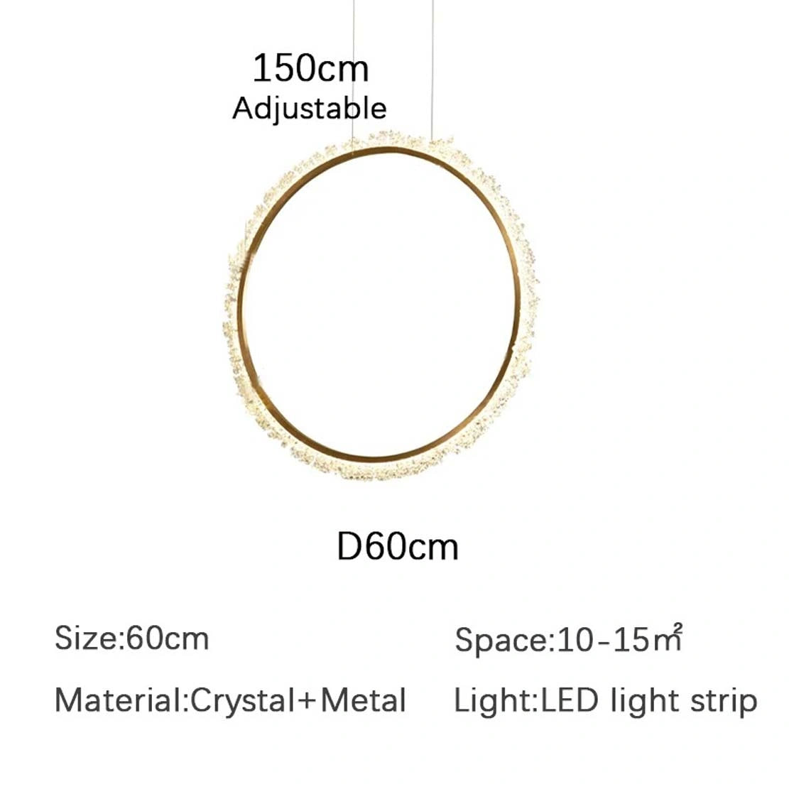 Zynella Luxury Crystal Ring Pendant Chandelier