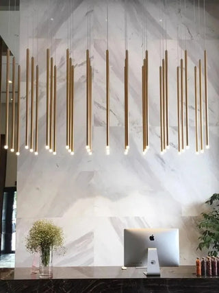 Dorset Staircase Tube Chandelier Modern  Bohemian Rattan Woven Pendant